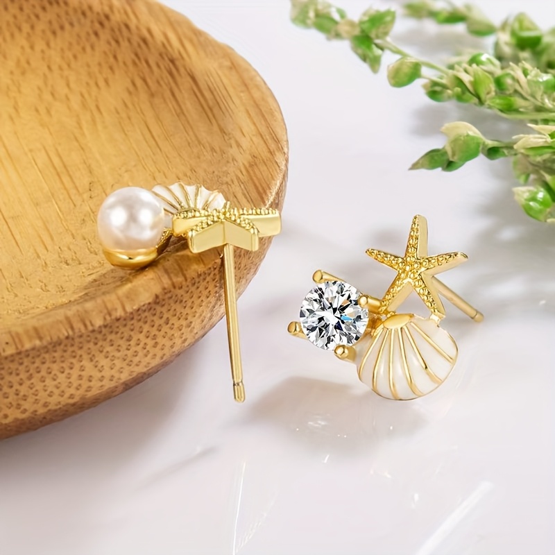 Beach Shell & Starfish Stud Earrings - Summer Party Gift